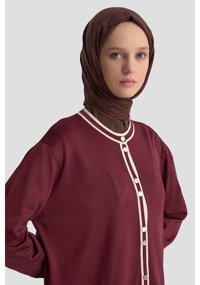 Armine Trend Biye Detaylı Triko Hırka Bordo 25kt501