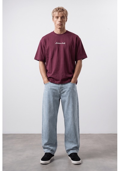 Respire Erkek Hidden Self Baskılı Oversize T-shirt Bordo