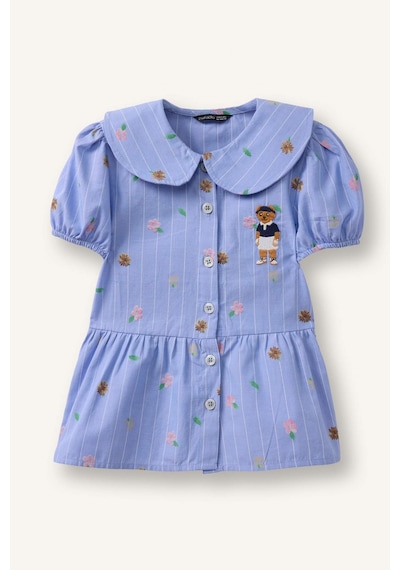 Defacto Bebe Yaka Baskılı Kısa Kollu Gömlek Kız Bebek H2988a526smnv135 Lacivert-nv135