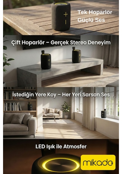 Md-4bt Duares Siyah 40w 4000mah + 4000mah Tf-aux-tws-ıpx6 Mıknatıslı Bluetooth Hoparlör