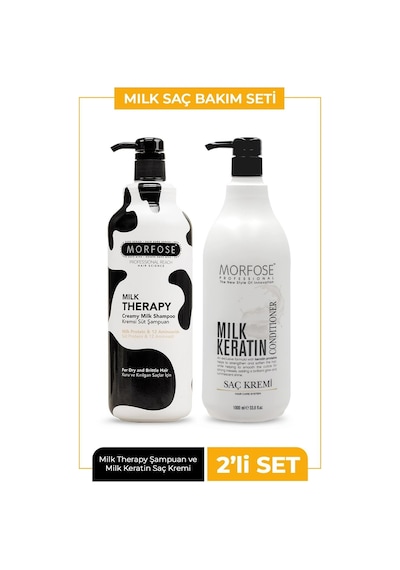 Morfose Milk Therapy Şampuan 1 L + Milk Keratin Saç Bakım Kremi 1 L