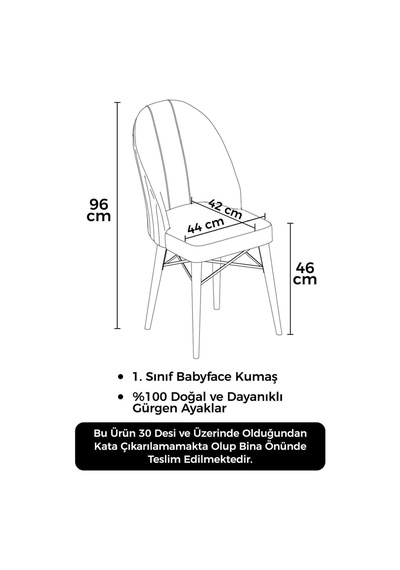 Canisa Concept Ritim Serisi 1.sınıf Babyface Kumaş Doğal Ahşap Ayak, Beyaz Kafesli 6 Adet Lacivert Sandalye Sandalye Lacivert Ayaklar Doğal Ahşap