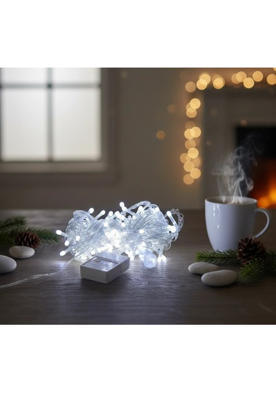 Bay Damla Uçlu Beyaz Işık Şeffaf Kablo 10m 100 Led Najmaddin Standart