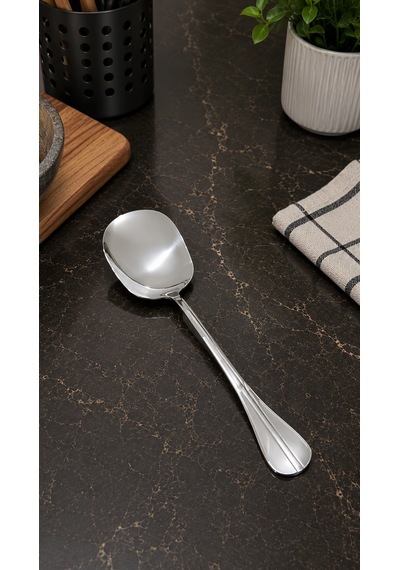 Çelik Servis Kaşığı - Ergonomik Paslanmaz Çelik Kaşık - Pilav Tatlı Yemek Servis Kaşığı - 21 Cm