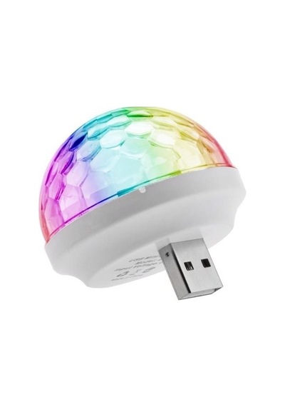 Alfa Usb Disko Topu Sese Duyarlı Renkli Işıklı Led Lamba Çok Renkli