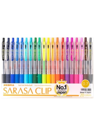 Zebra Sarasa Clip Jel Mürekkepli Roller. Basmalı. 0.7 MM. 20'li Se