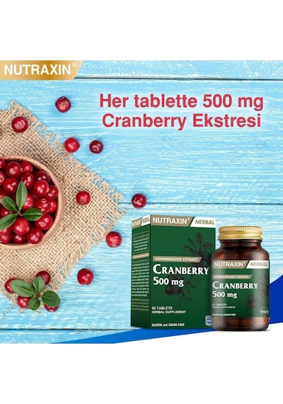 Nutraxin Cranberry Turna Yemişi 500 Mg 60 Tablet