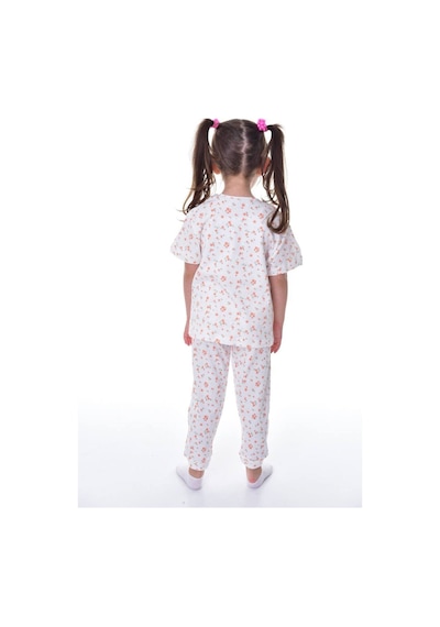 Kız Çocuk Yazlık Pamuklu Pijama Takımı Çiçek Desenli, Kısa Kollu, Konforlu Kırık Beyaz Kız Çocuk Yazlık Pamuklu Pijama Takımı Çiçek Desenli, Kısa Kollu, Konforlu Kırık Beyaz