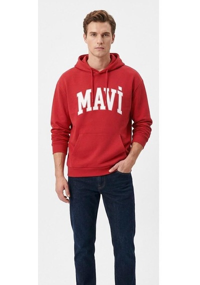 Mavi Erkek Sweatshirt Açık Kırmızı
