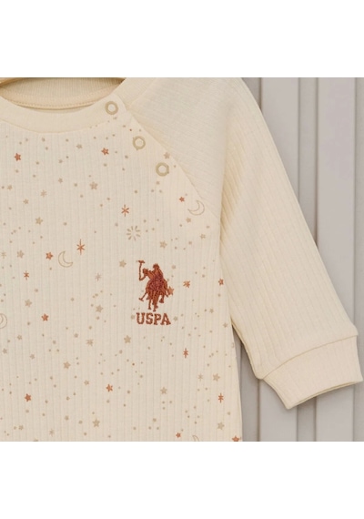 U.S. Polo Assn. Kız Bebek Uzun Kol Patiksiz Tulum Usb2111 Krem Krem