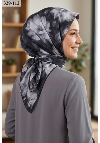 Moonscarfs Moonscarf Soft Pamuk Eşarp Siyah Gri 329-112 Çok Renkli