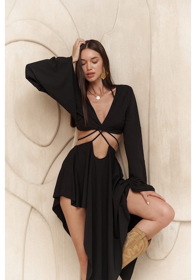 Mai Collection Mai Studios Co. Coachella Siyah Crop Elbise Takım Siyah