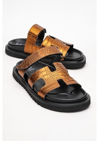 Luvishoes Luvi Shoes Loana Bakır Baskı Hakiki Deri Kadın Terlik Bakır