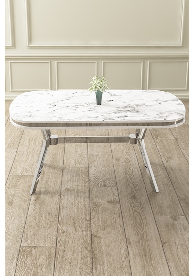 Canisa Concept Olya Serisi 90x168 Lak Panel Krom Ayak Beyaz Mermer Desen Sabit Mutfak Masası Masa Beyaz Mermer Desen Ayak Krom Canisa Concept Olya Serisi 90x168 Lak Panel Krom Ayak Beyaz Mermer Desen Sabit Mutfak Masası Masa Beyaz Mermer Desen Ayak Krom
