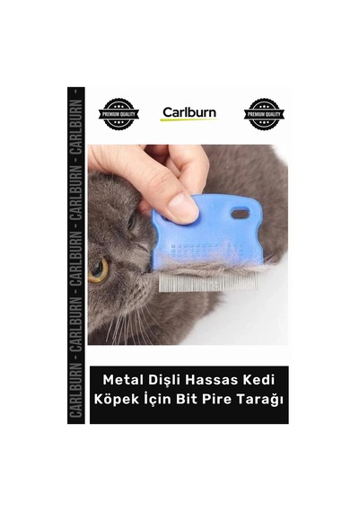Petshop Profesyonel Ergonomik Kaymaz Saplı Metal Dişli Hassas Kedi Köpek İçin Bit Pire Tarağı