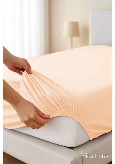 Tek Kişilik Düz Penye %100 Pamuklu Lastikli Çarşaf 100x200 Cm Newsheet Somon Renkli