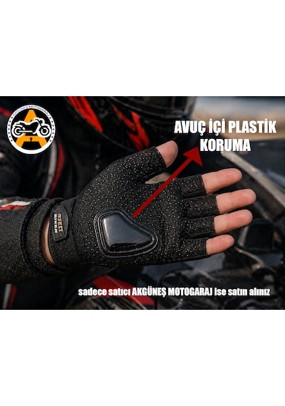 Akgüneş Motogaraj Speed Biker Yasaya Uygun Etiketli Yarım Eldiven Motosiklet Sürüş Eldiveni, Nefes Alabilir Koruma