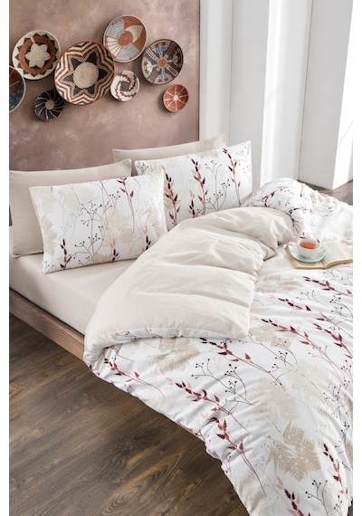 Veramoni Soft Dreams Soft Dreams Çift Kişilik Pamuklu Desenli Nevresim Takımı - Kırmızı