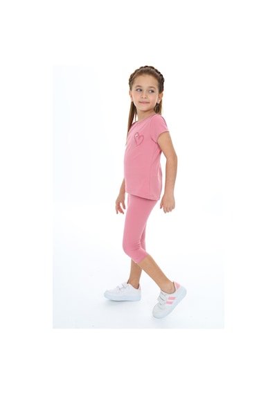 Toontoy Kids Toontoy Kız Çocuk Baskılı Kaprili Takım Gül Kurusu