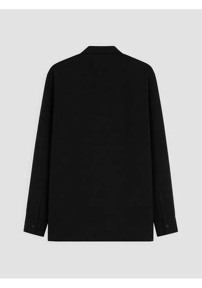 Lcw Eco Siyah Regular Fit Keten Görünümlü Erkek Gömlek
