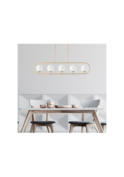 Modern Camlı 5'li Avize Parlak Gold Yatak Odası Ve Salon İçin E14 Uyumlu, Altın-10620 Diğer