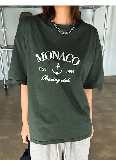 Uyguntarz Unisex Monaco Baskılı Tasarım Tshirt Yeşil