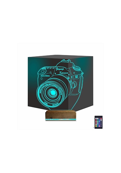 Luvivia Fotoğraf Makinesi Fotoğrafçı Kişiye Özel 3d Lamba - Masa Gece Lambası Şeffaf