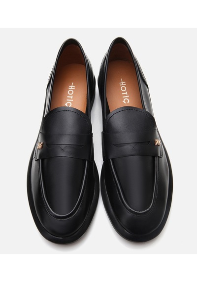 Hotiç Kadın Deri Siyah Esnek Tabanlı Klasik Loafer