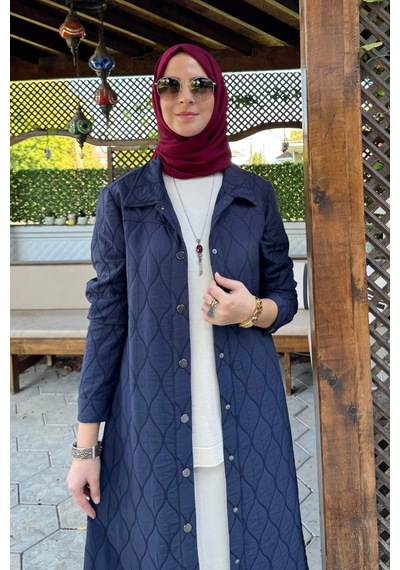 Rabia Şamlı Elmas Kapitone Kap Lacivert Çok Renkli