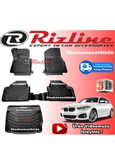Bmw F20 1 Seri 3D Paspas + Bagaj Havuz Siyah 2018 Sonrası Rizline