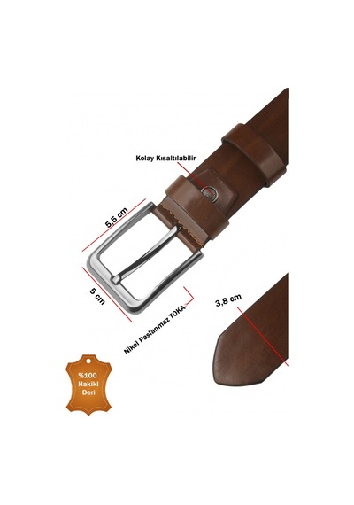 Deepsea Erkek Kahve Düz Sade Suni Deri Kemer Günlük & Spor Kemer 2602658 Kahve
