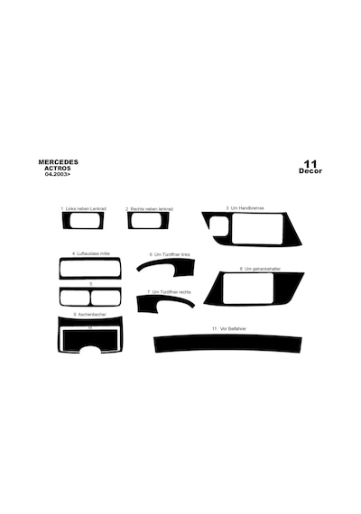 Mercedes Actros Torpido Kaplama 2003-201 49 Parça Piano Black