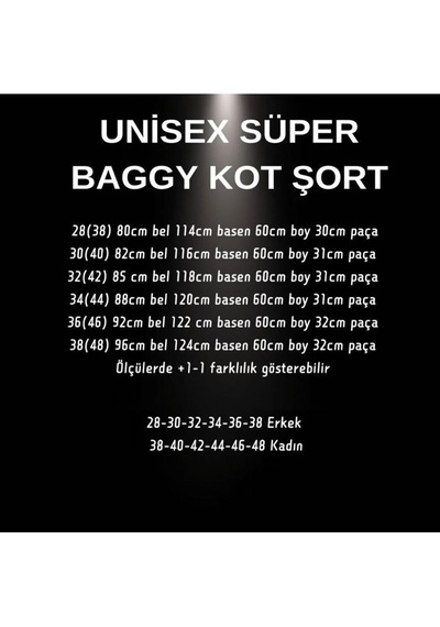 St.poll Eskitme Yıkama Unisex Baggy Denim Şort Siyah