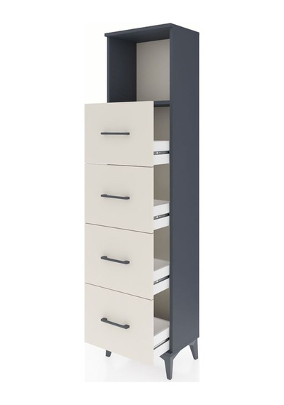 Arges Dolap Tek Raflı 4 Çekmeceli 44x30x182 Antrasit-aytaşı Antrasit
