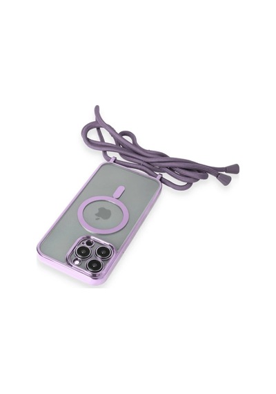 Apple İphone 13 Pro Kılıf Divo Lazer Askılı Magsafe Kapak - Lila 0.2M-Çok Renkli