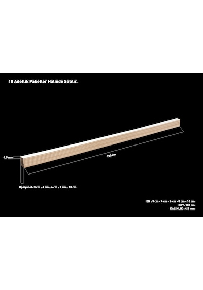 Boyanabilir Dekoratif Duvar Çıtası 3 Cm Genişliği 10'Lu Set