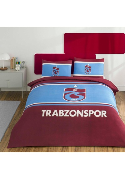 Yeni Sezon Lisanslı Trabzon-spor Arma Çift Kişilik Nevresim Takımı Bordo Mavi