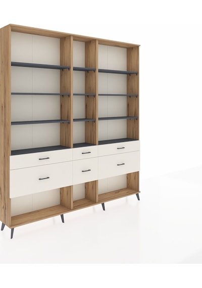 Arges Dolap 12 Raflı 6 Çekmeceli 220x30x243 Çam-antrasit/aytaşı Antrasıt/aytası Arges Dolap 12 Raflı 6 Çekmeceli 220x30x243 Çam-antrasit/aytaşı Antrasıt/aytası