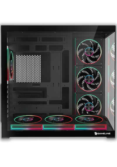 Gameline Leon V2 Grand Premium 7x ARGB PWM Fan Ultra Airflow ATX Gaming Bilgisayar Kasası Siyah