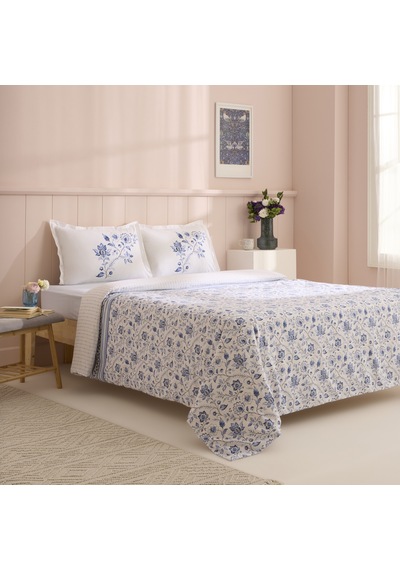 Kaşmir Home Belina %100 Pamuk Tek Kişilik Nevresim Takımı İndigo Mavi