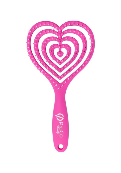 Love Brush Esnek Kalp Saç Fırçası - Yumuşak Dokulu, Saç Açma Ve Tarama Pembe