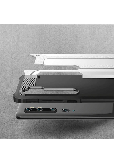 Kilifone - Xiaomi Mi Note 10 Lite Uyumlu - Kılıf Çift Katman Koruyucu Crash Military Tank Kılıf - Mavi Mavi