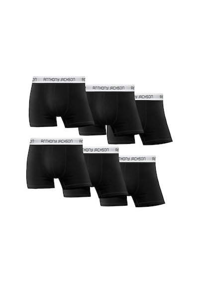 Anthony Jackson Douglas Likralı Premium Erkek Boxer 6'lı Kutu - Siyah