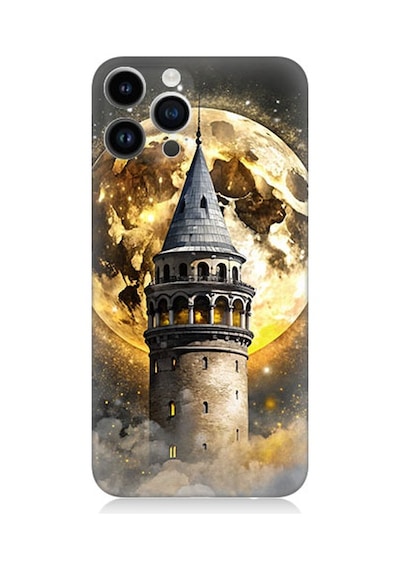 Apple Uyumlu iPhone 14 Pro  Galata Kulesi Desenli Silikon Kılıf