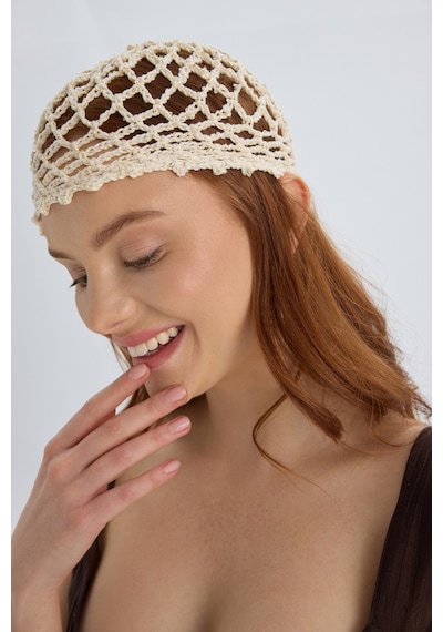 Bohemai Tinos El Örmesi Ekru Şapka
