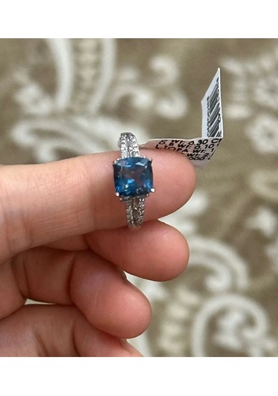 Allahverdi Türkmen Mavi Topaz Elmas Yüzük 091
