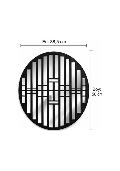 Oval Ayna Pleksi Duvar Dekoru Keçe Detaylı Modern Aynalı Tablo Siyah Siyah