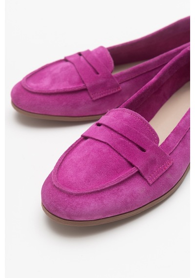 Luvishoes F02 Fuşya Süet Kadın Babet Fuşya