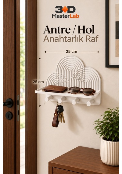 Dekoratif Duvar Organizer Raf Modern Antre Askılığı