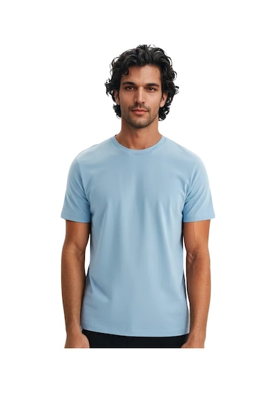 Arma Ar-ma Erkek Bisiklet Yaka Tişört Baskisiz Basic Örme Kumaş Regular Fit %100 Pamuk 30/1 Penye Süprem Y31344408202 Mavi-m2